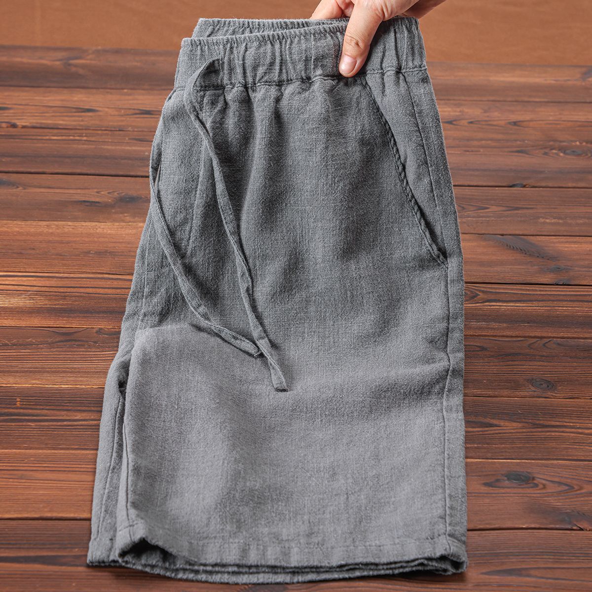 Summer Lightweight Breathable Ramie Cropped Pants For Men
