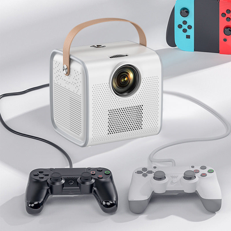 Portable Mini Projector White colour Front Look connected to gaming consoles