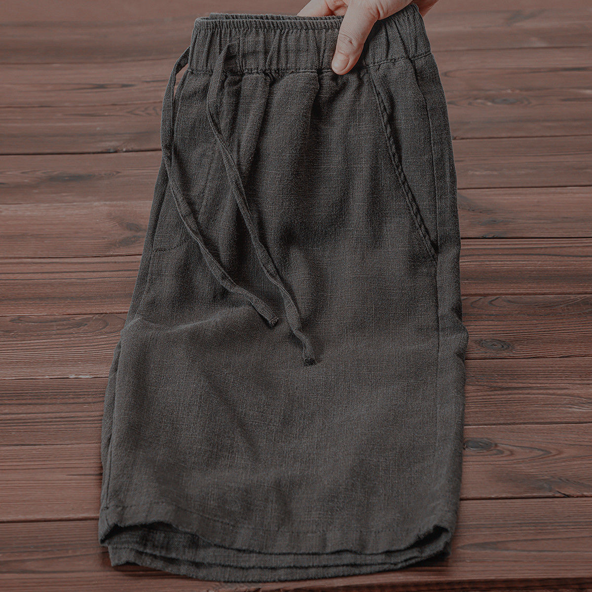 Summer Lightweight Breathable Ramie Cropped Pants For Men