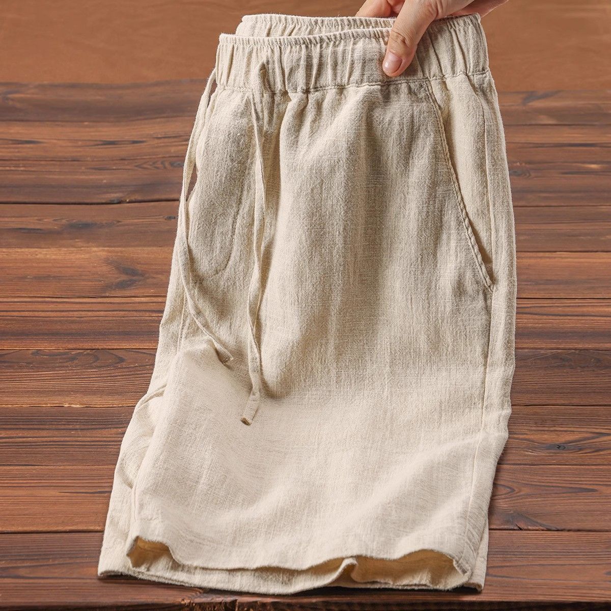 Summer Lightweight Breathable Ramie Cropped Pants For Men