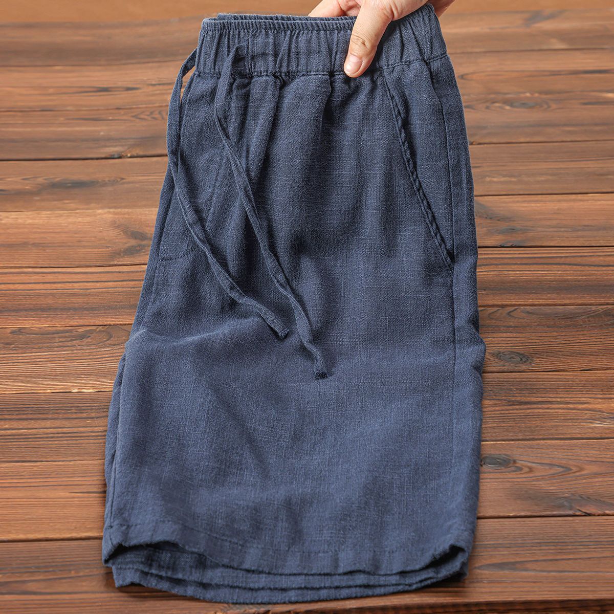 Summer Lightweight Breathable Ramie Cropped Pants For Men