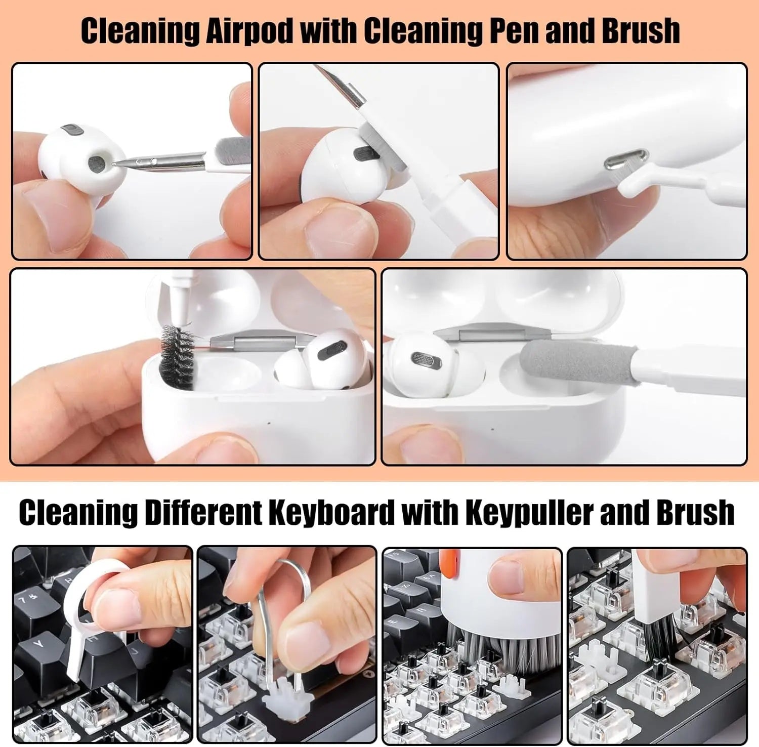 Cleaning Airpod with Cleaning Pen and Brush