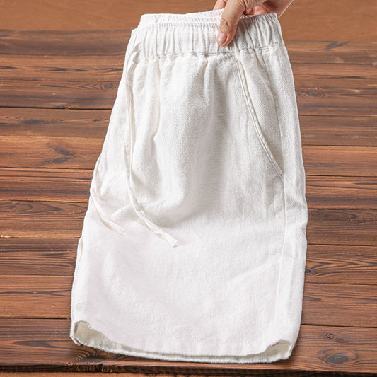 Summer Lightweight Breathable Ramie Cropped Pants For Men